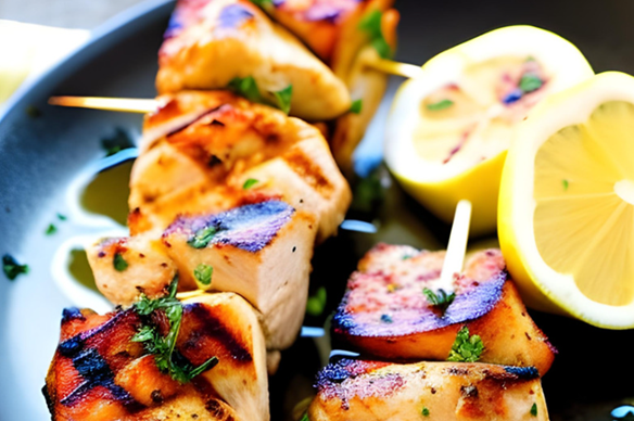 Lemon Garlic Grilled Chicken Skewers